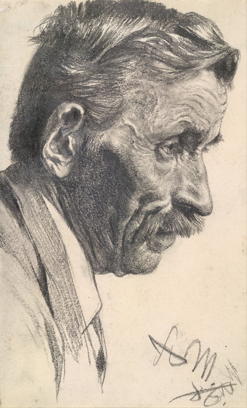 Study of a Man's Head in Profile by Adolph Menzel
