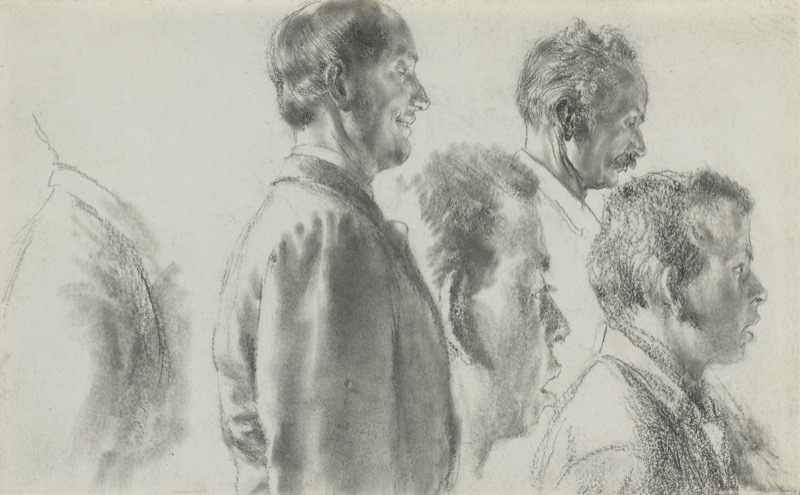 Studies of Male Heads in Profile by Adolph Menzel