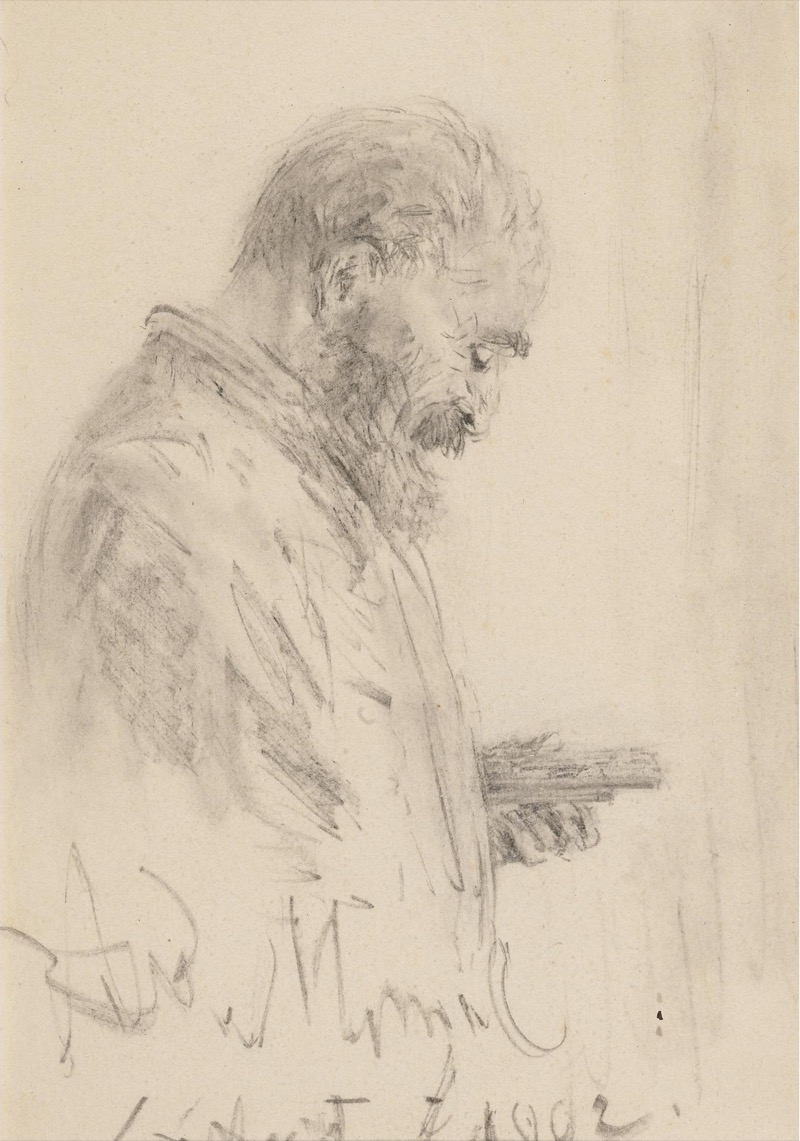 Study of a Standing Man from Behind (with Top Hat and Cane) by Adolph Menzel