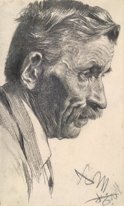 Study of a Man's Head in Profile by Adolph Menzel