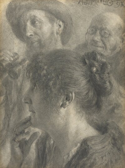 Study Sheet with Heads by Adolph Menzel
