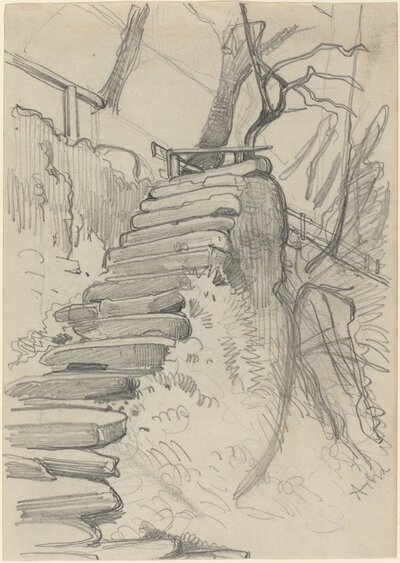 Staircase by Nightlight by Adolph Menzel