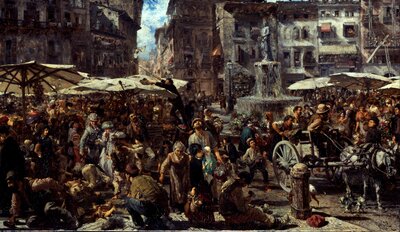 Piazza d'Erbe in Verona by Adolph Menzel