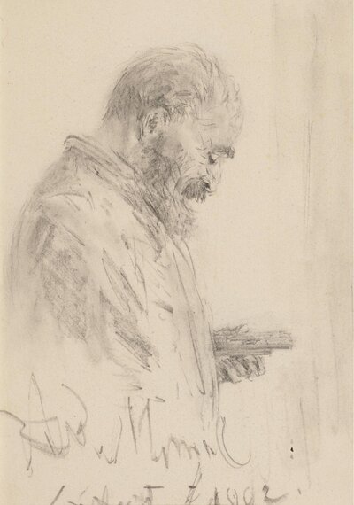Head of an Old Jew by Adolph Menzel