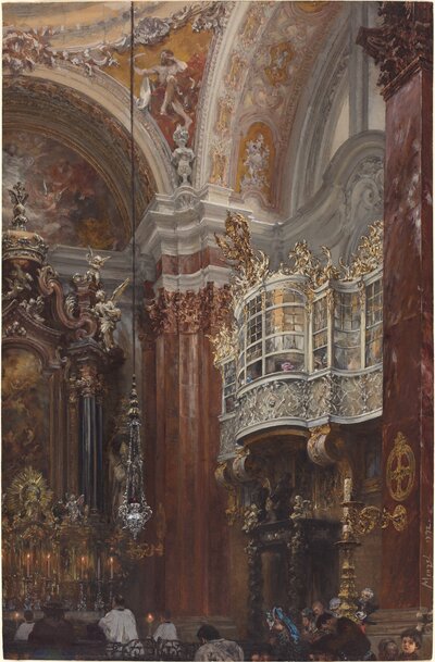 Corpus Christi Procession in Hofgastein (Fronleichnamsprozession in Hofgastein) by Adolph Menzel