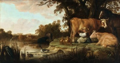 Landscape with a Milkmaid and Cattle near Dordrecht by Aelbert Cuyp