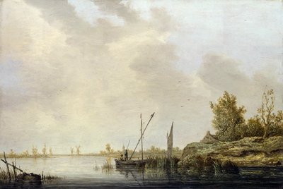 River Landscape with a Boat by Aelbert Cuyp