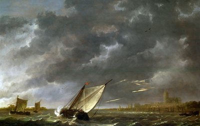 A Squall on the River Maas by Aelbert Cuyp
