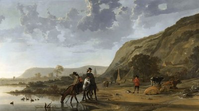 A Hilly Landscape with Figures by Aelbert Cuyp