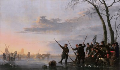 Winter Landscape with Fishermen on the Ice by Aelbert Cuyp