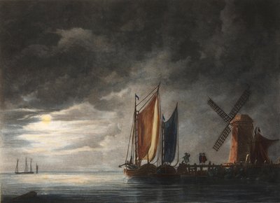 Harbor Scene by Moonlight by Aelbert Cuyp