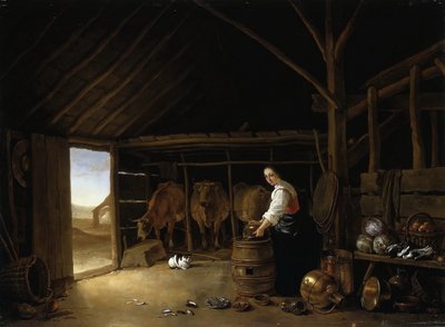 The Milkmaid in a Barn by Aelbert Cuyp