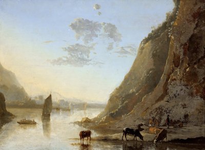 Cattle Drinking at a River by Aelbert Cuyp