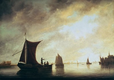 Fishing Boats in an Estuary at Sunset by Aelbert Cuyp