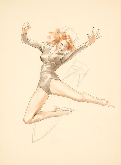 Redhead in Blue by Alberto Vargas