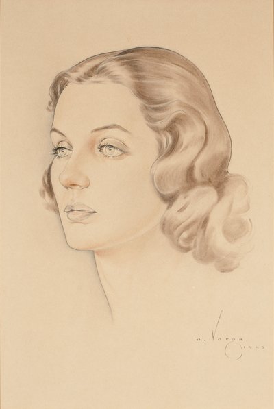 1942 Sketch Portrait by Alberto Vargas