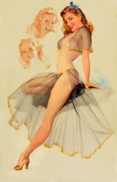 Brunette in Beige by Alberto Vargas