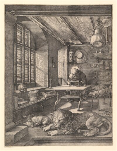Saint Jerome in His Study (Meisterstiche version) by Albrecht Dürer