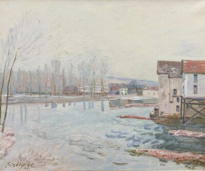 The Loing at Moret, Winter (1892) by Alfred Sisley