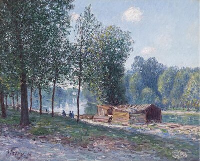 Cabins on the Banks of the Loing (1896) by Alfred Sisley