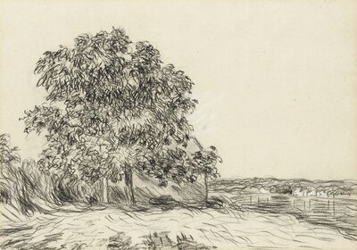 The Road from Versailles to Louveciennes (charcoal drawing, c.1873) by Alfred Sisley