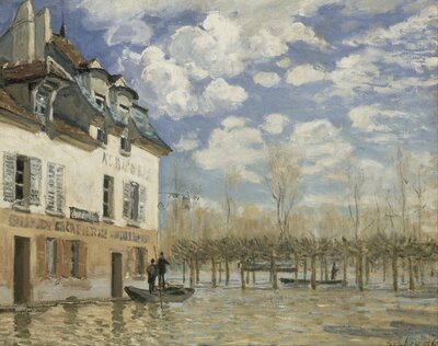 The Boat in the Flood, Port-Marly (1876) by Alfred Sisley