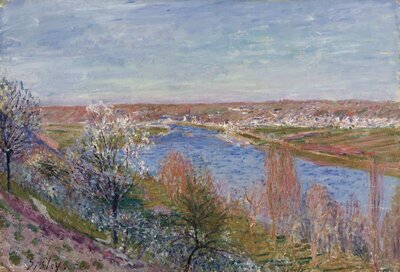 The Village of Champagne at Sunset, April (1885) by Alfred Sisley