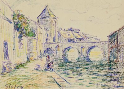 Le Pont de Moret (pastel, 1888) by Alfred Sisley
