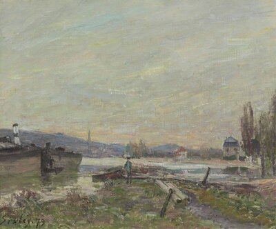 The Loing at Saint-Mammes (Evening, 1879) by Alfred Sisley