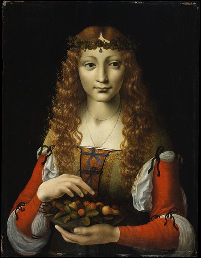 Female Saint with a Bowl of Fruit (Santa femminile con ciotola di frutta) by Leonardo da Vinci
